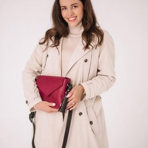 Chic and Versatile Bordo Leather Crossbody Bag with Hanging Toiletry Pouch