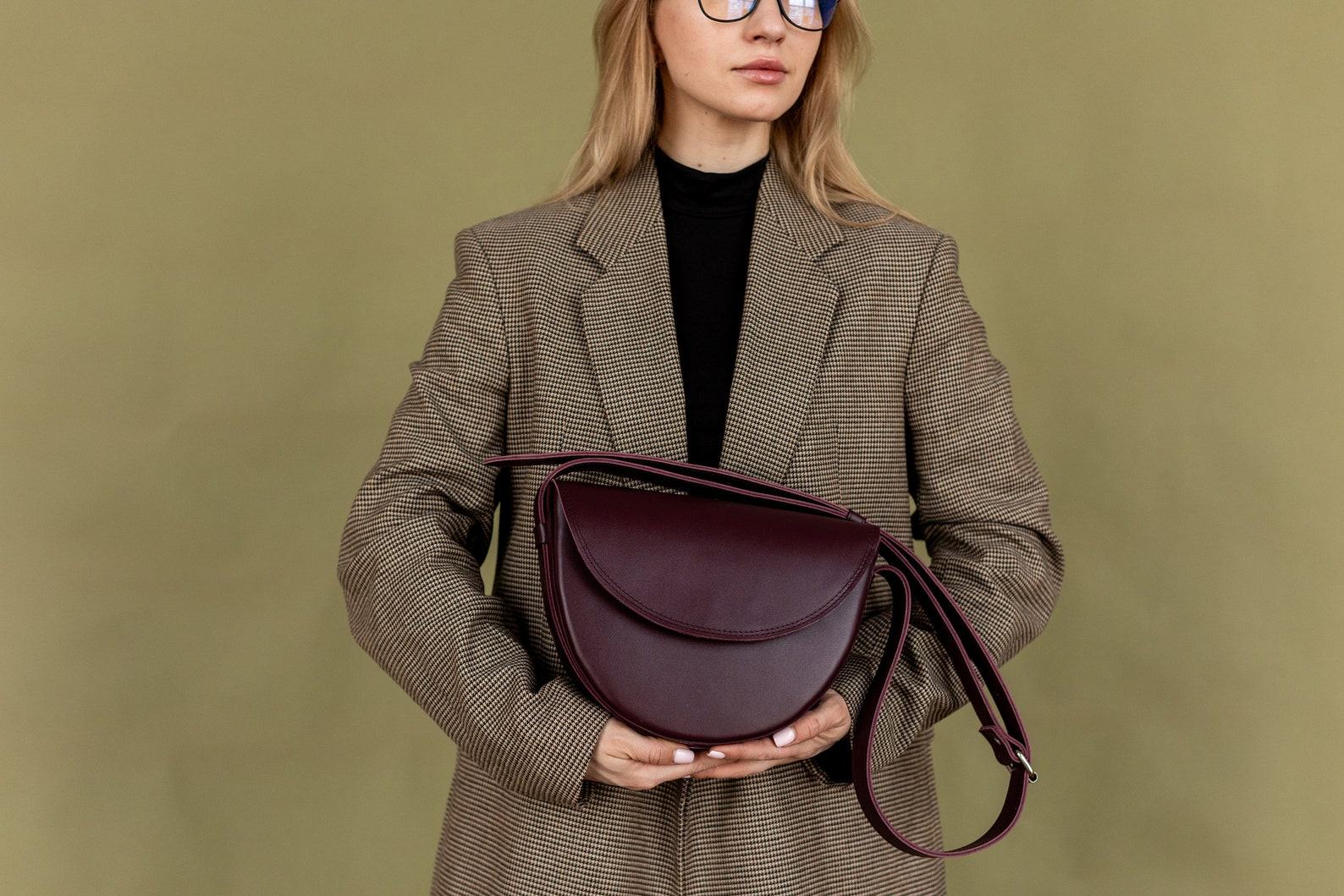 Chic Half-Moon Leather Crossbody The Perfect Graduation or College Companion - Image 6