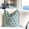 Chloe Birchcloth Throw Pillow Cover Geometric Modernity in Navy, Teal, Lime, and Ivory