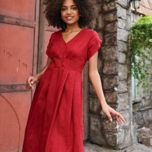 CHORA Linen Midi Dress Effortless Elegance for Summer