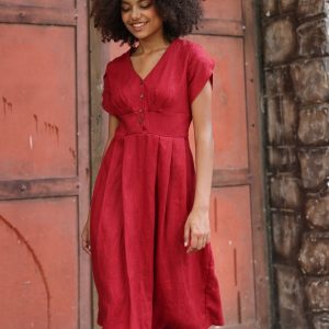 CHORA Linen Midi Dress Effortless Elegance for Summer