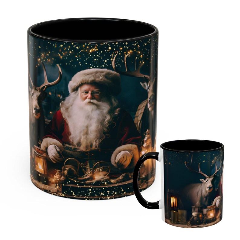 Christmas Cheer in Every Sip Santa and Reindeer Festive Coffee Mug