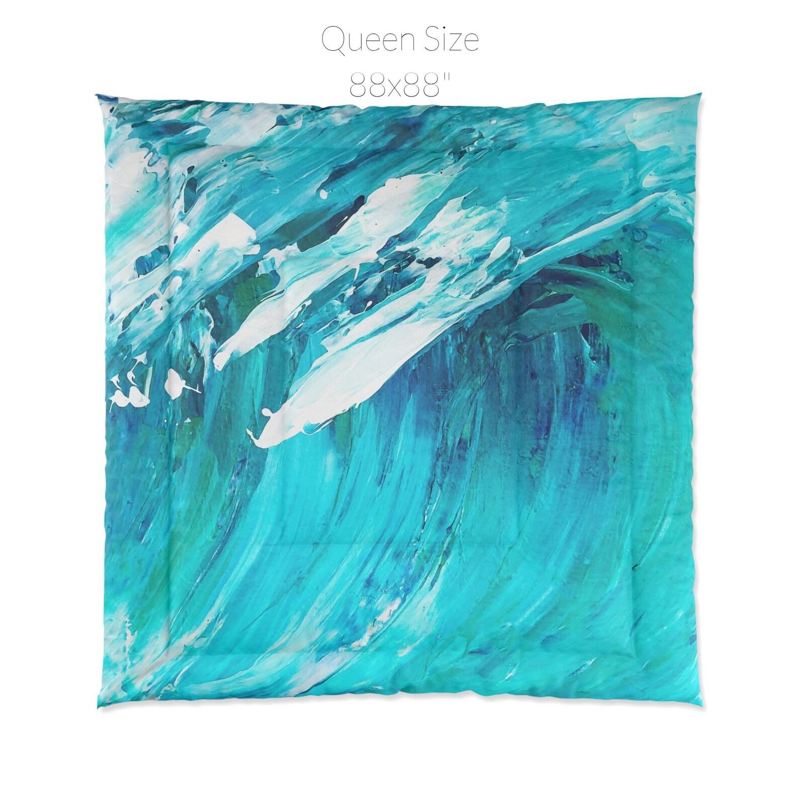 Coastal Boho Comforter Ocean Wave Art for a Serene Bedroom or Beach Home