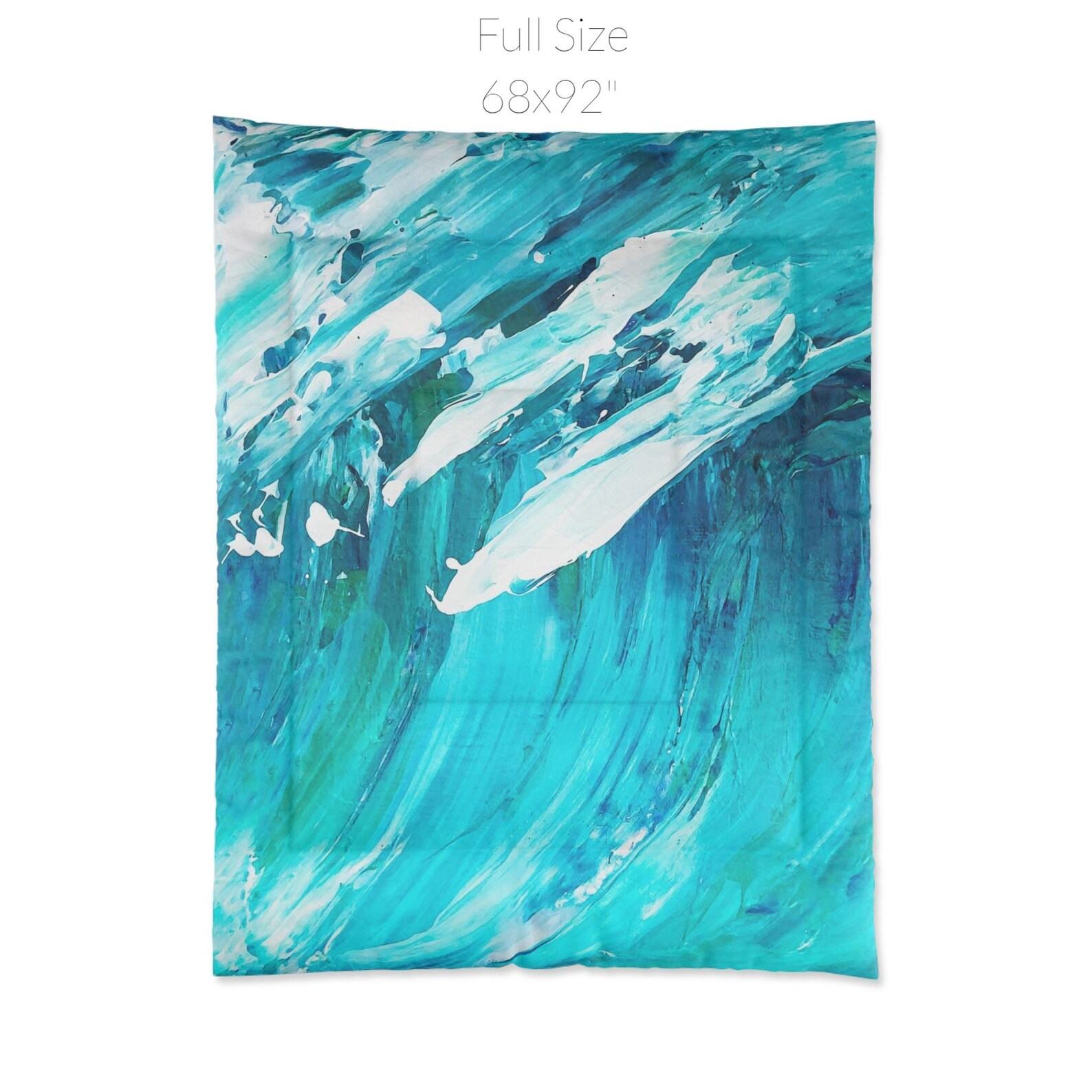 Coastal Boho Comforter Ocean Wave Art for a Serene Bedroom or Beach Home