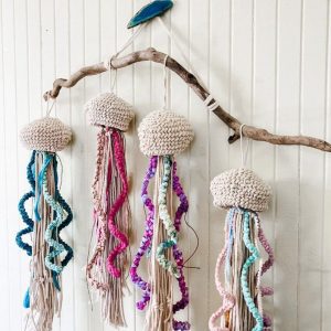 Coastal Serenity Macrame Jellyfish Wall Hanging for Nautical and Beachy Decor