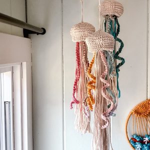 Coastal Serenity Macrame Jellyfish Wall Hanging for Nautical and Beachy Decor