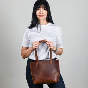 Cognac Leather Mini Tote The Interesting  Item for Her