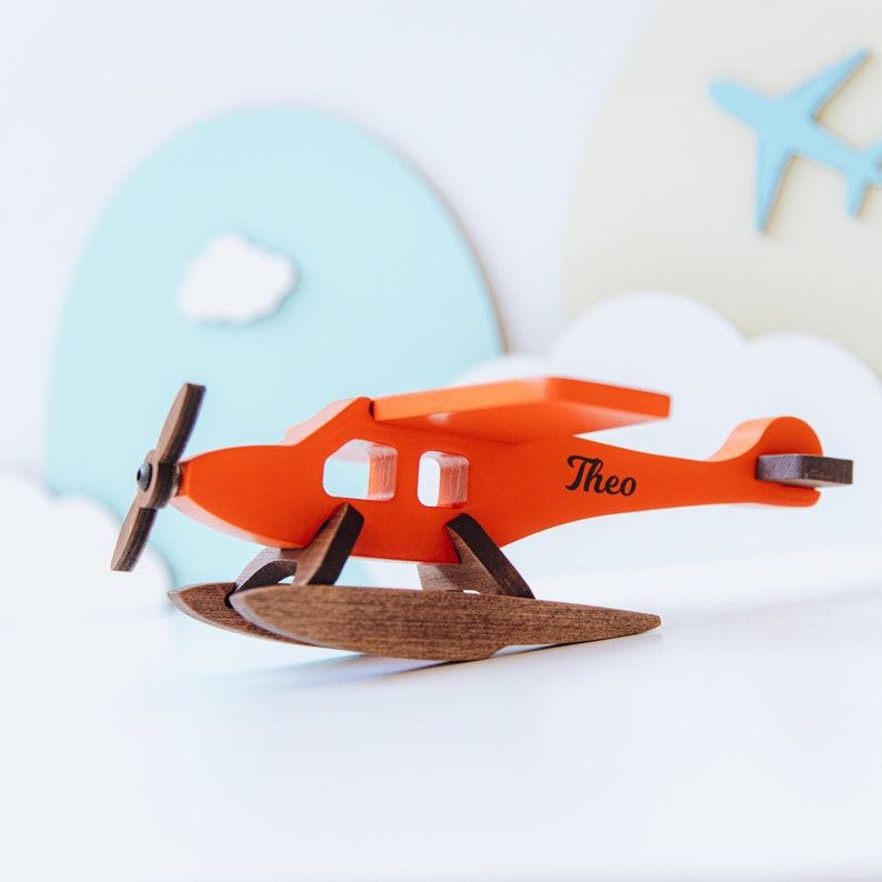 Colorful Wooden Airplane Toys for Toddlers Pretend Play, Baby Shower, and Birthday Item