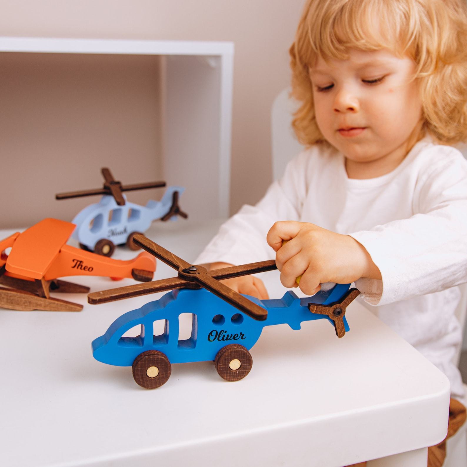 Colorful Wooden Airplane Toys for Toddlers Pretend Play, Baby Shower, and Birthday Item