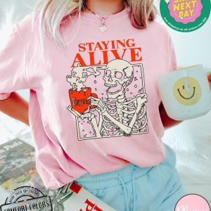 Comfort Colors Staying Alive Coffee T-Shirt A Trendy Item for Coffee Lovers