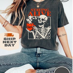 Comfort Colors Staying Alive Coffee T-Shirt A Trendy Item for Coffee Lovers
