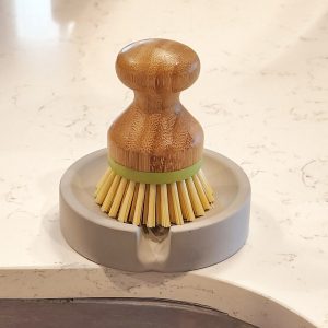Concrete Haven Self-Draining Scrub Brush Holder for a Pristine Kitchen