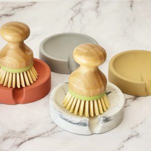 Concrete Haven Self-Draining Scrub Brush Holder for a Pristine Kitchen