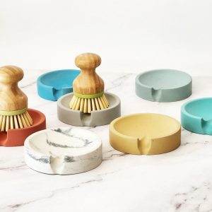 Concrete Haven Self-Draining Scrub Brush Holder for a Pristine Kitchen