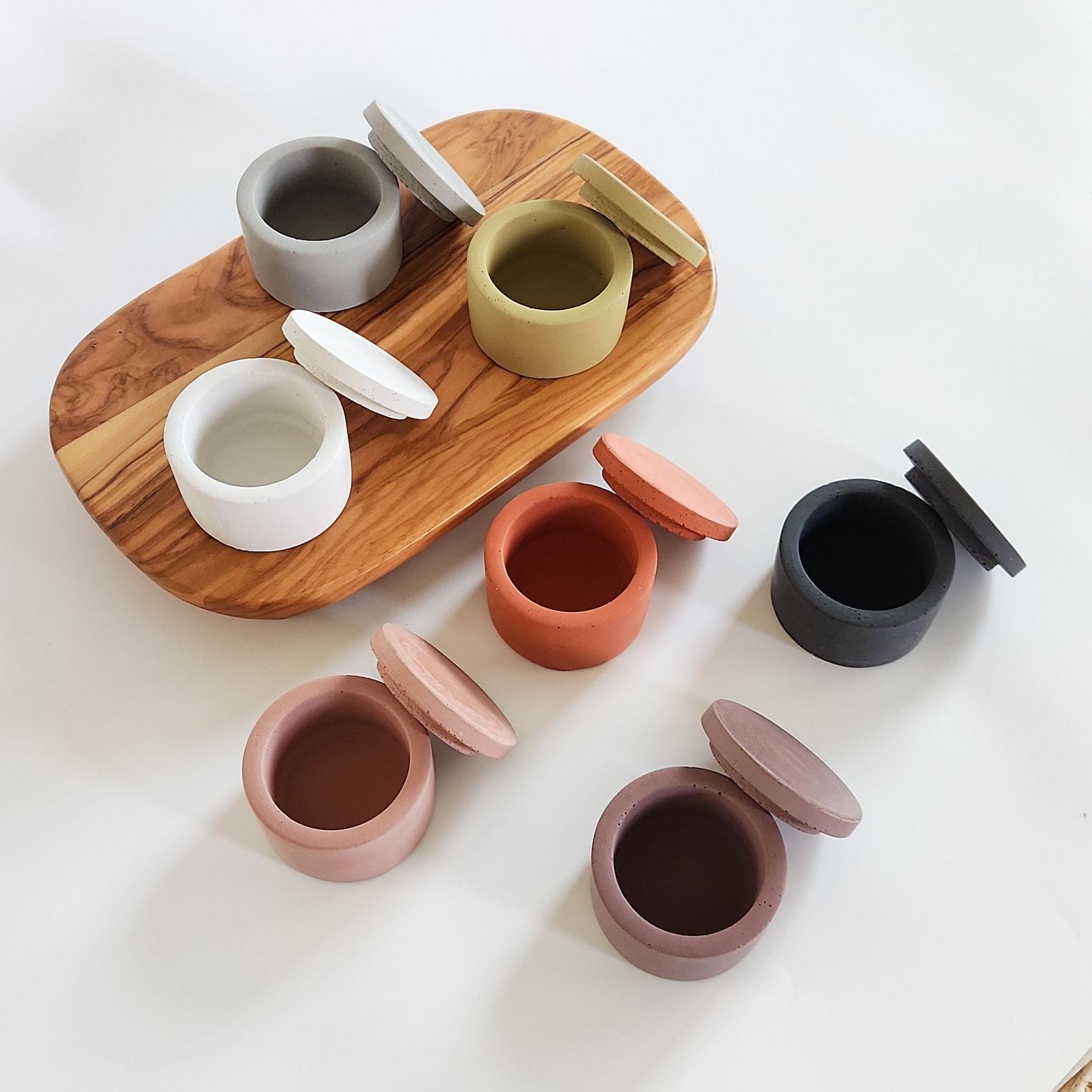 Concrete Salt and Pepper Cellar with Lid The Perfect Kitchen Companion for Seasoning and Style