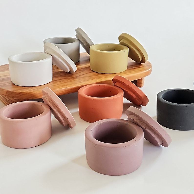 Concrete Salt and Pepper Cellar with Lid The Perfect Kitchen Companion for Seasoning and Style