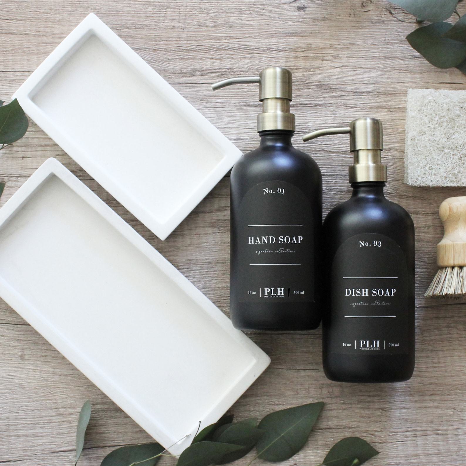 Concrete Soap Bottle Tray Modern, Minimalist Bathroom and Kitchen Accessory