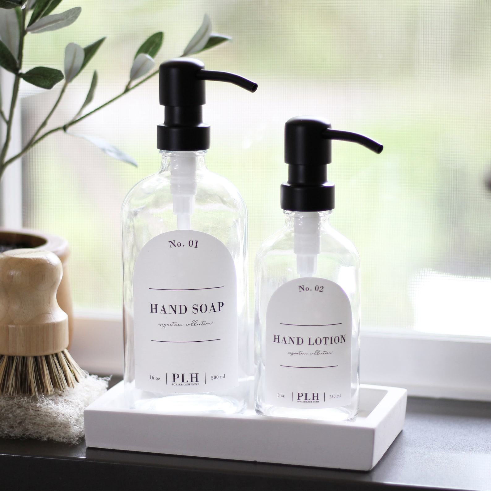 Concrete Soap Bottle Tray Modern, Minimalist Bathroom and Kitchen Accessory