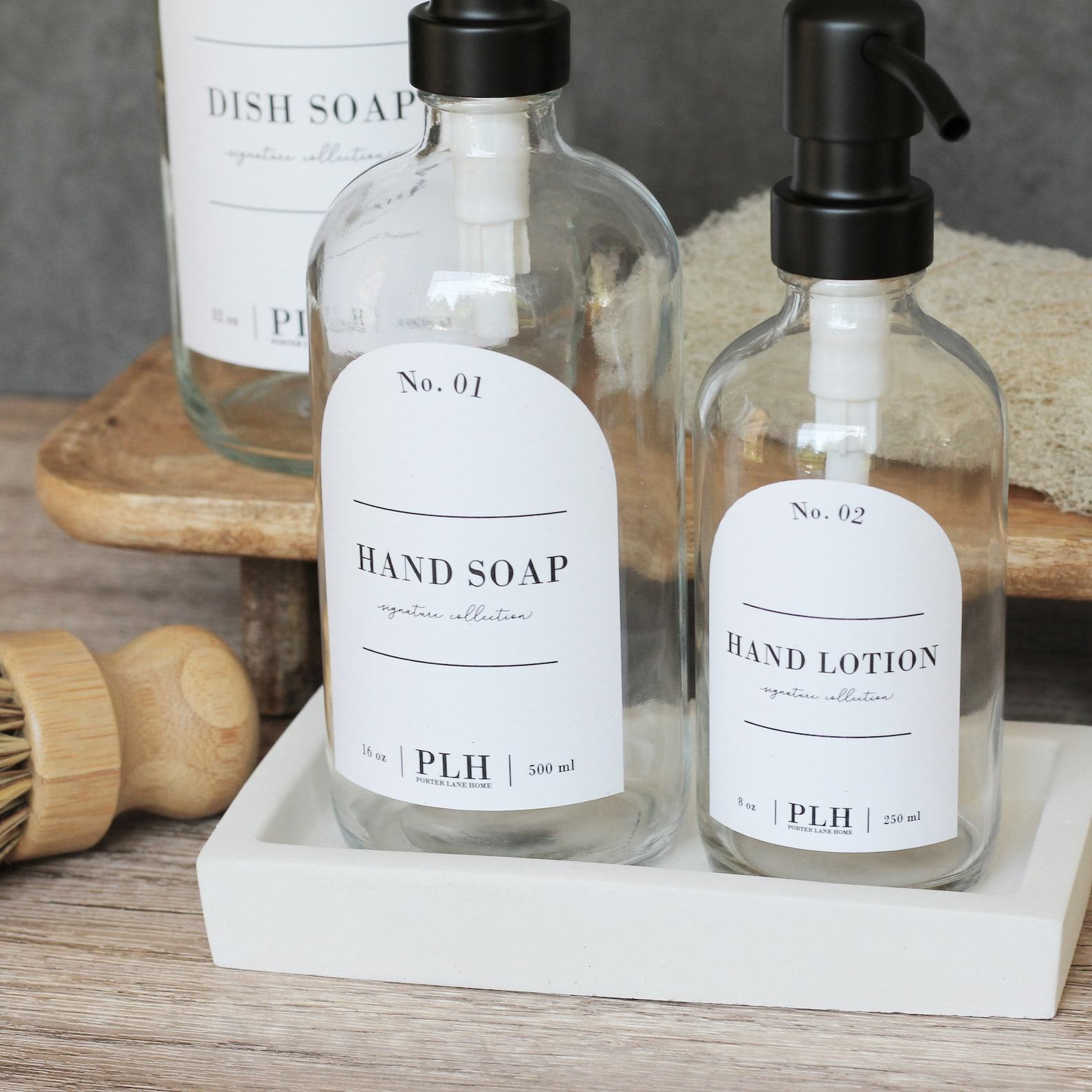 Concrete Soap Bottle Tray Modern, Minimalist Bathroom and Kitchen Accessory