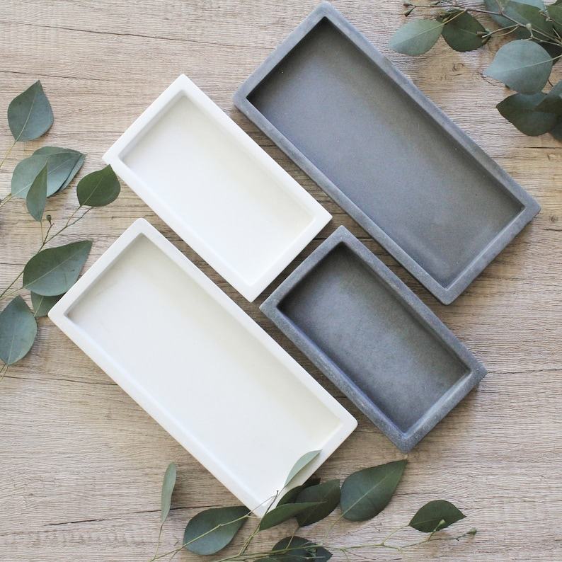 Concrete Soap Bottle Tray Modern, Minimalist Bathroom and Kitchen Accessory