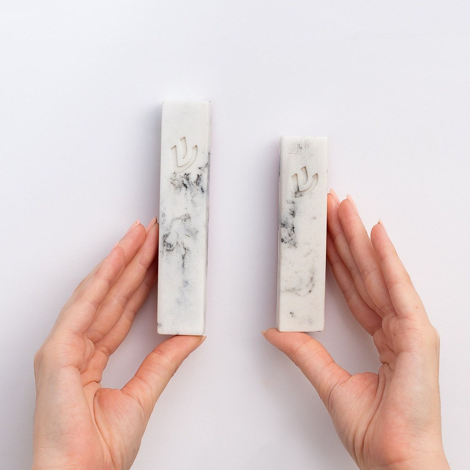 Contemporary Kosher Mezuzah Case with Scroll for Door, Self-Adhesive Mezuza Protection Cover for Indoor Use