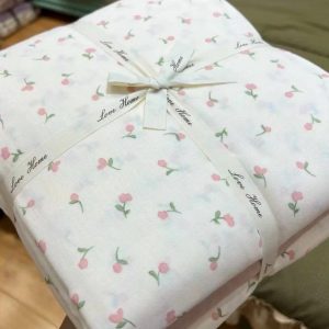 Coquette Pink Floral Duvet Cover and Pillowcases Elevate Your Bedroom with Double Gauze Cotton Comfort