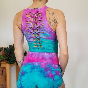 Cotton Candy Crop Top and Hand Dyed Yoga Slit Weave Fire Hula Hoop A Vibrant Fusion of Style and Movement