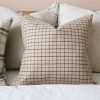 Country Beige Gridded Throw Pillow