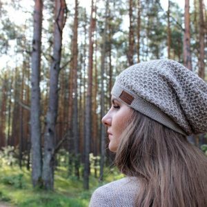 Cozy and Chic Beige Alpaca Wool Knit Slouchy Beanie for Women