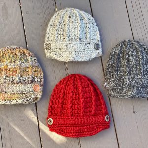 Cozy and Chic Crocheted Newsboy Hat for Women with Buttons and Brim