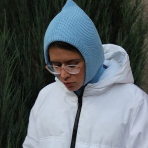 Cozy and Warm Alpaca Wool Balaclava in Light Blue for Winter Adventures