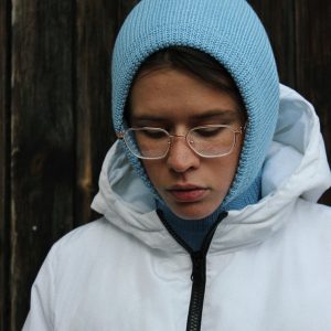 Cozy and Warm Alpaca Wool Balaclava in Light Blue for Winter Adventures