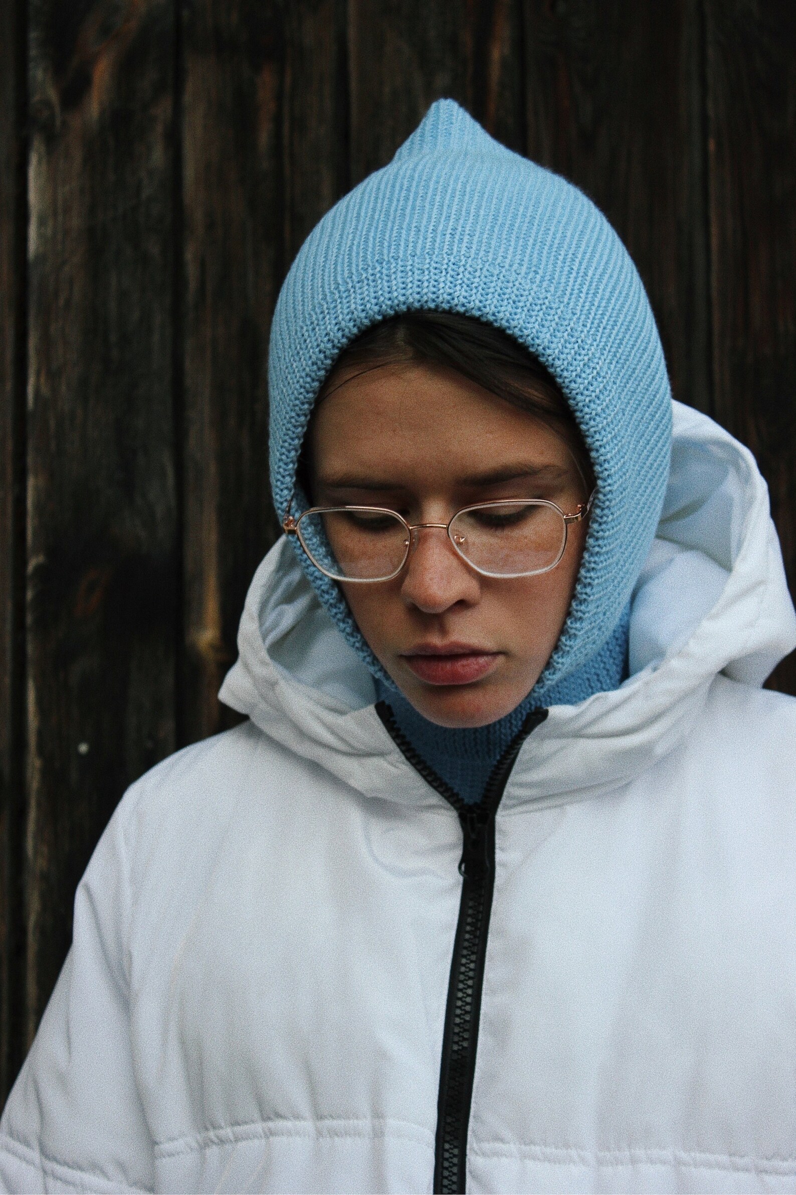 Cozy and Warm Alpaca Wool Balaclava in Light Blue for Winter Adventures - Image 2