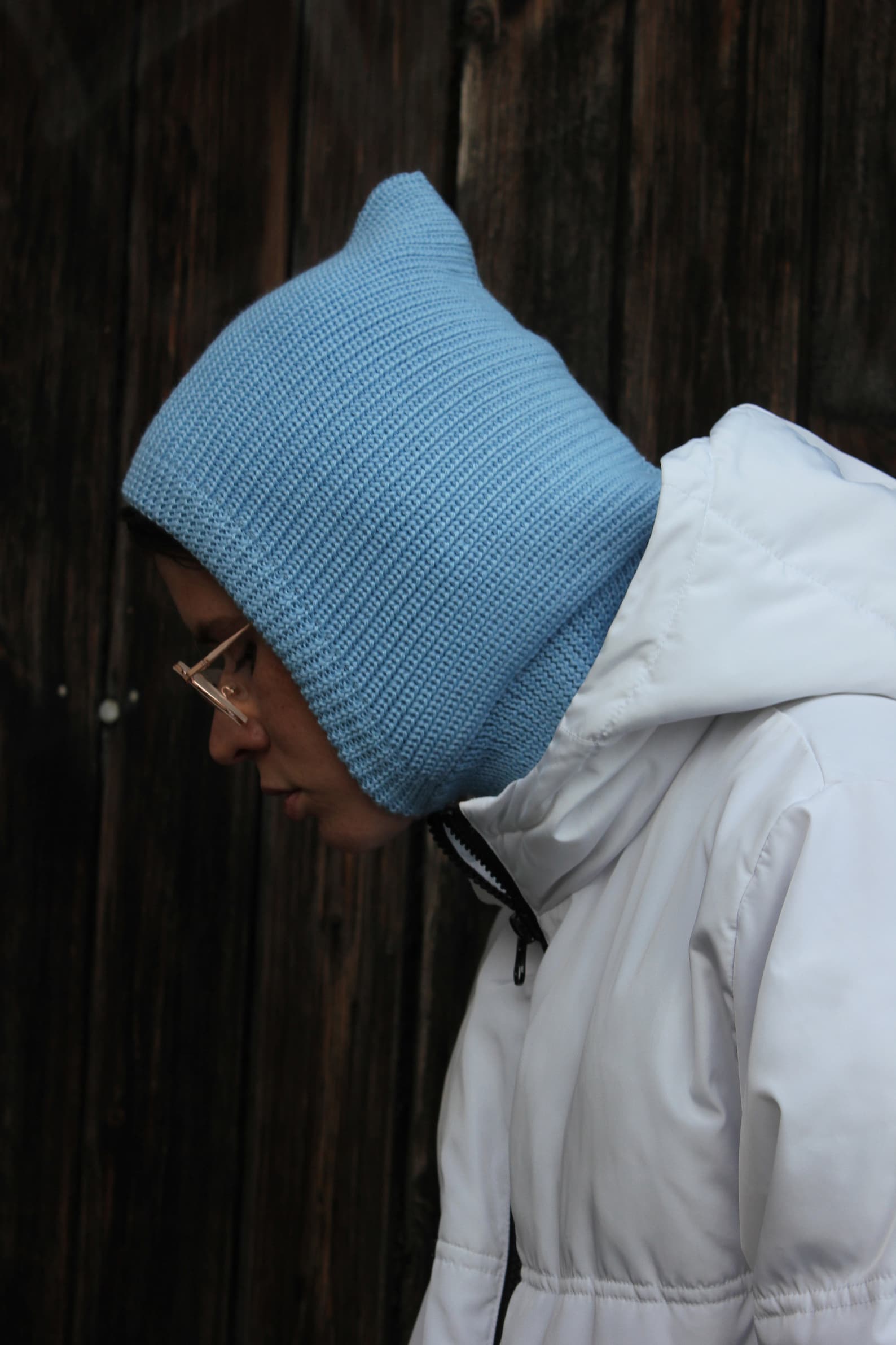 Cozy and Warm Alpaca Wool Balaclava in Light Blue for Winter Adventures - Image 3