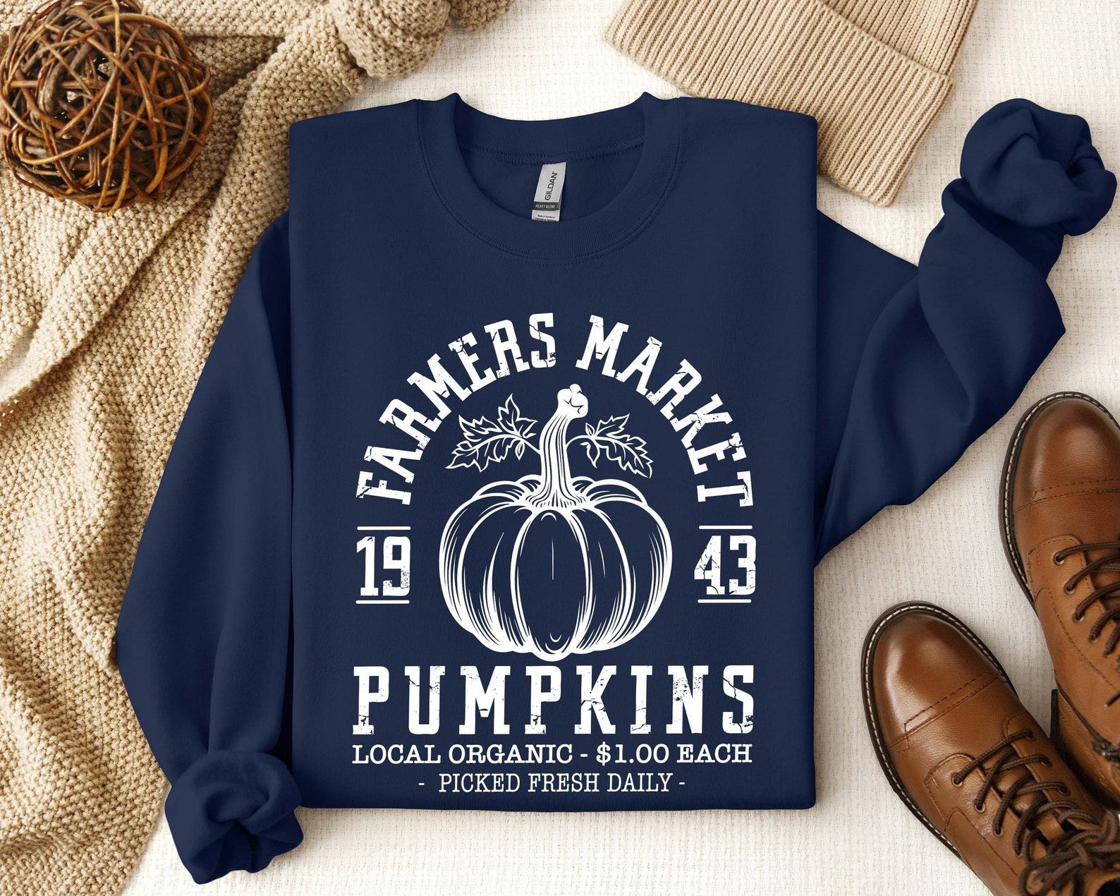 Cozy Autumn Vibes Farmers Market Sweatshirt for Thanksgiving and Halloween - Image 5