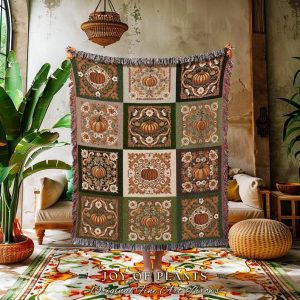 Cozy Autumn Vibes Retro Pumpkin Blanket for Whimsical Fall Decor