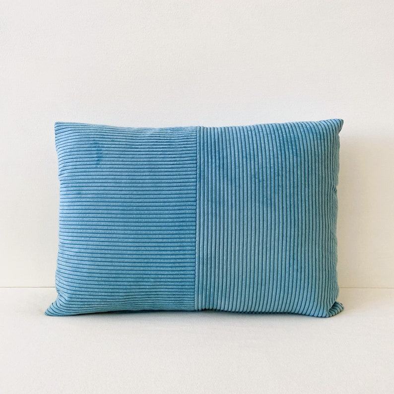Cozy Blue Corduroy Lumbar Pillow Cover Scandinavian Charm for Your Home