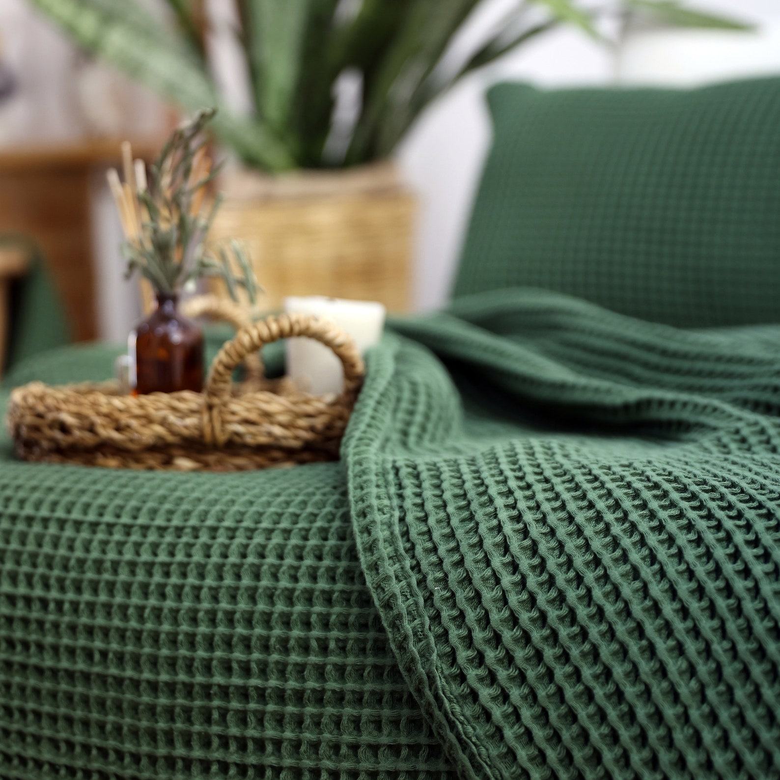 Cozy Boho Waffle Blanket Elevate Your Bed with Turkish Cotton Comfort
