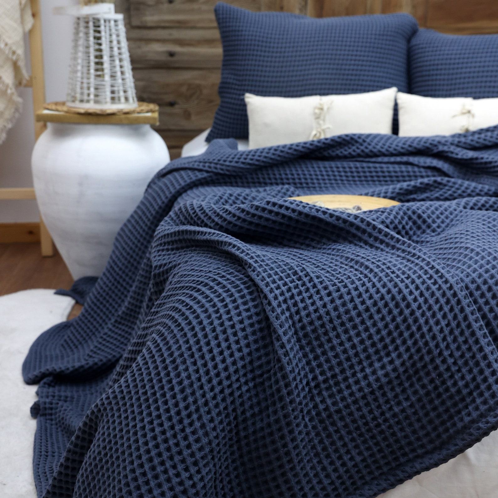 Cozy Boho Waffle Blanket Elevate Your Bed with Turkish Cotton Comfort