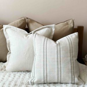 Cozy Comfort Ella Oatmeal Stripe Cushion with Luxurious Duck Feather Pad