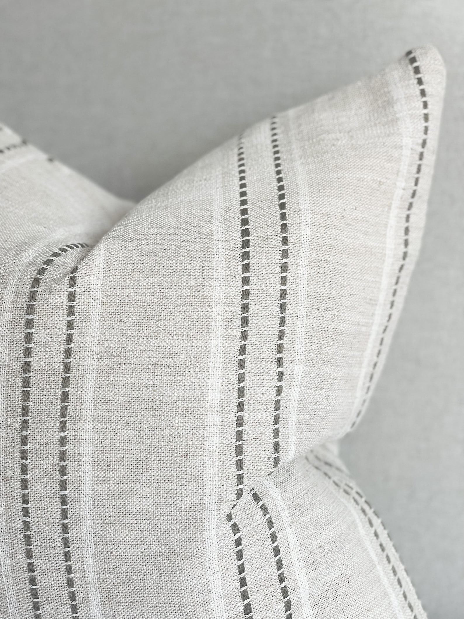 Cozy Comfort Ella Oatmeal Stripe Cushion with Luxurious Duck Feather Pad - Image 2