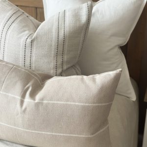 Cozy Comfort Ella Oatmeal Stripe Cushion with Luxurious Duck Feather Pad