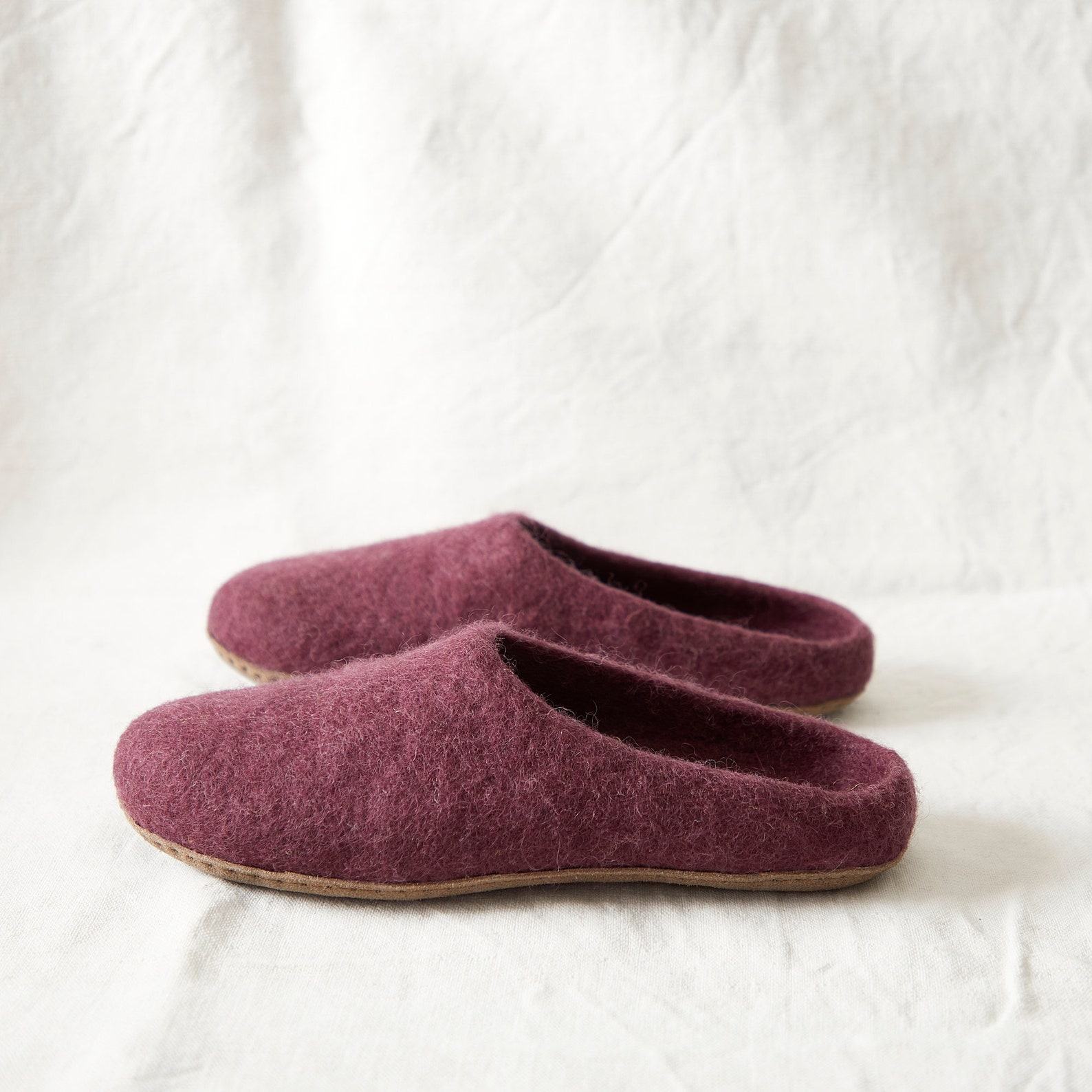 Cozy Comfort Fair Trade Eco Felt Mule Slippers with Suede Sole