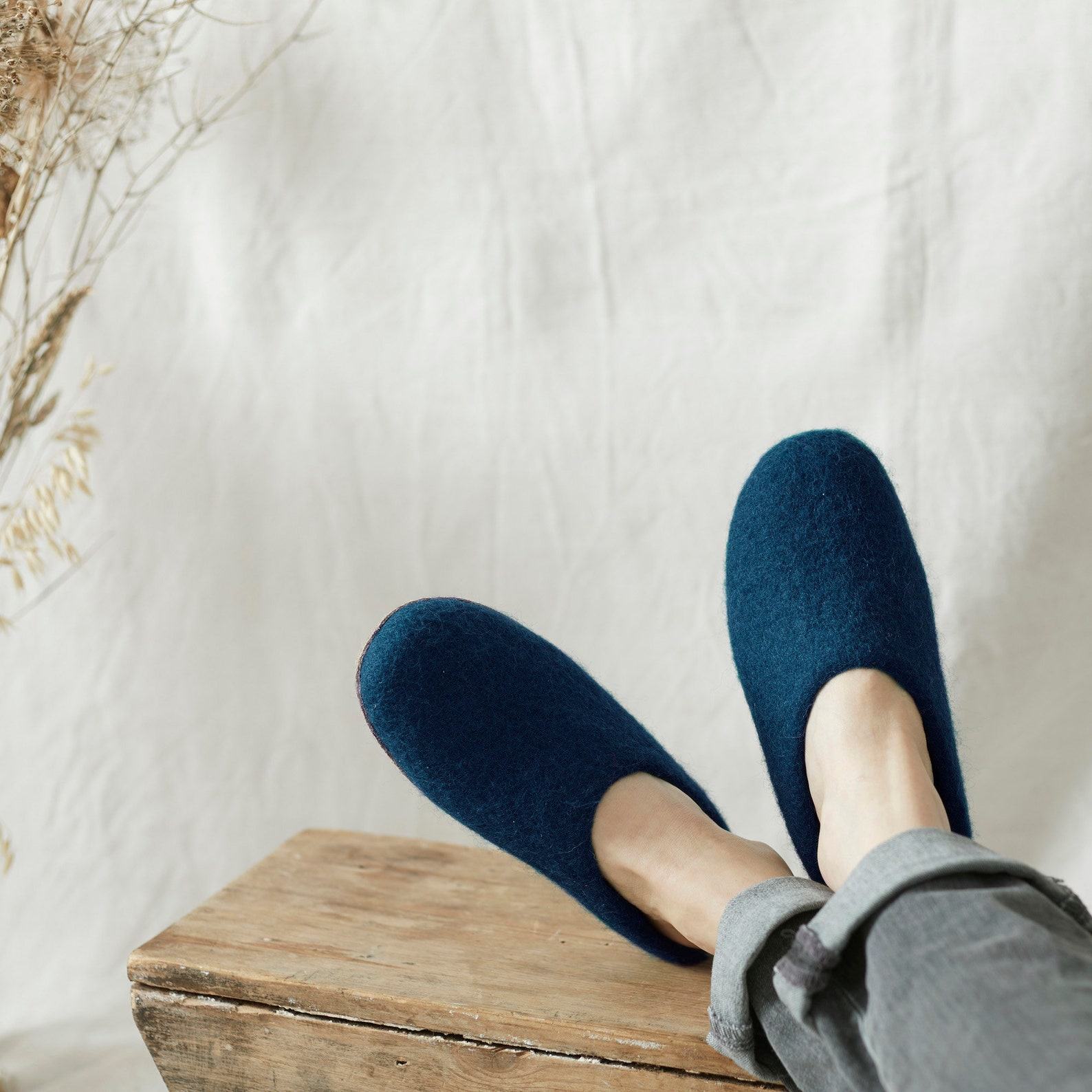 Cozy Comfort Fair Trade Eco Felt Mule Slippers with Suede Sole