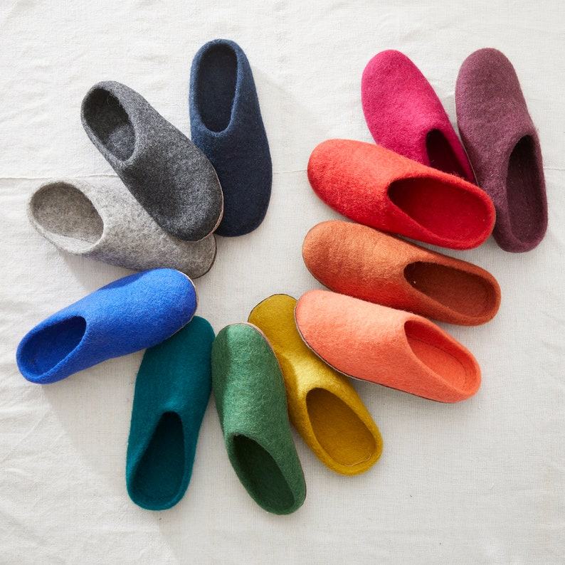 Cozy Comfort Fair Trade Eco Felt Mule Slippers with Suede Sole