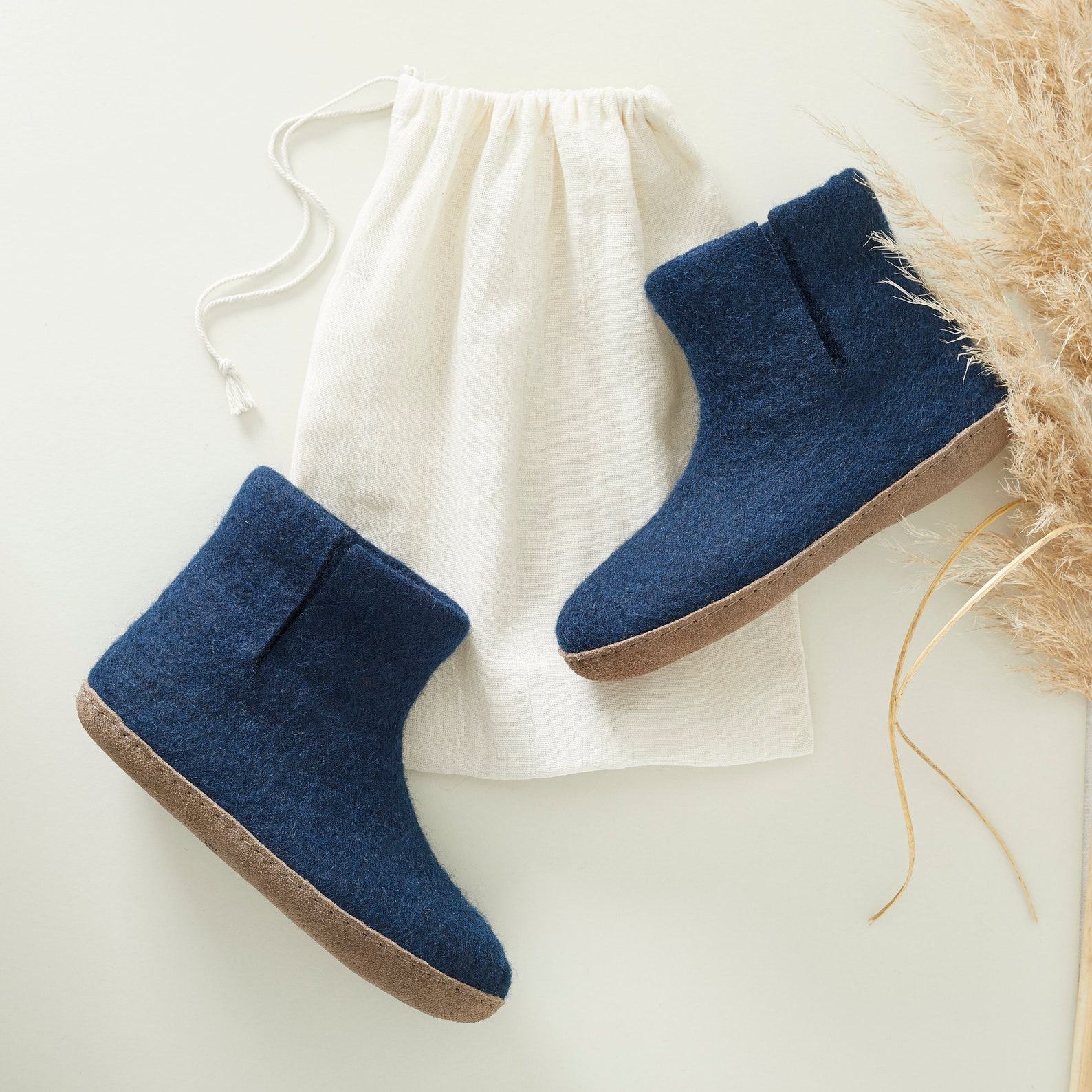 Cozy Comfort Fair Trade Eco Felt Slipper Boots with Suede Soles for All