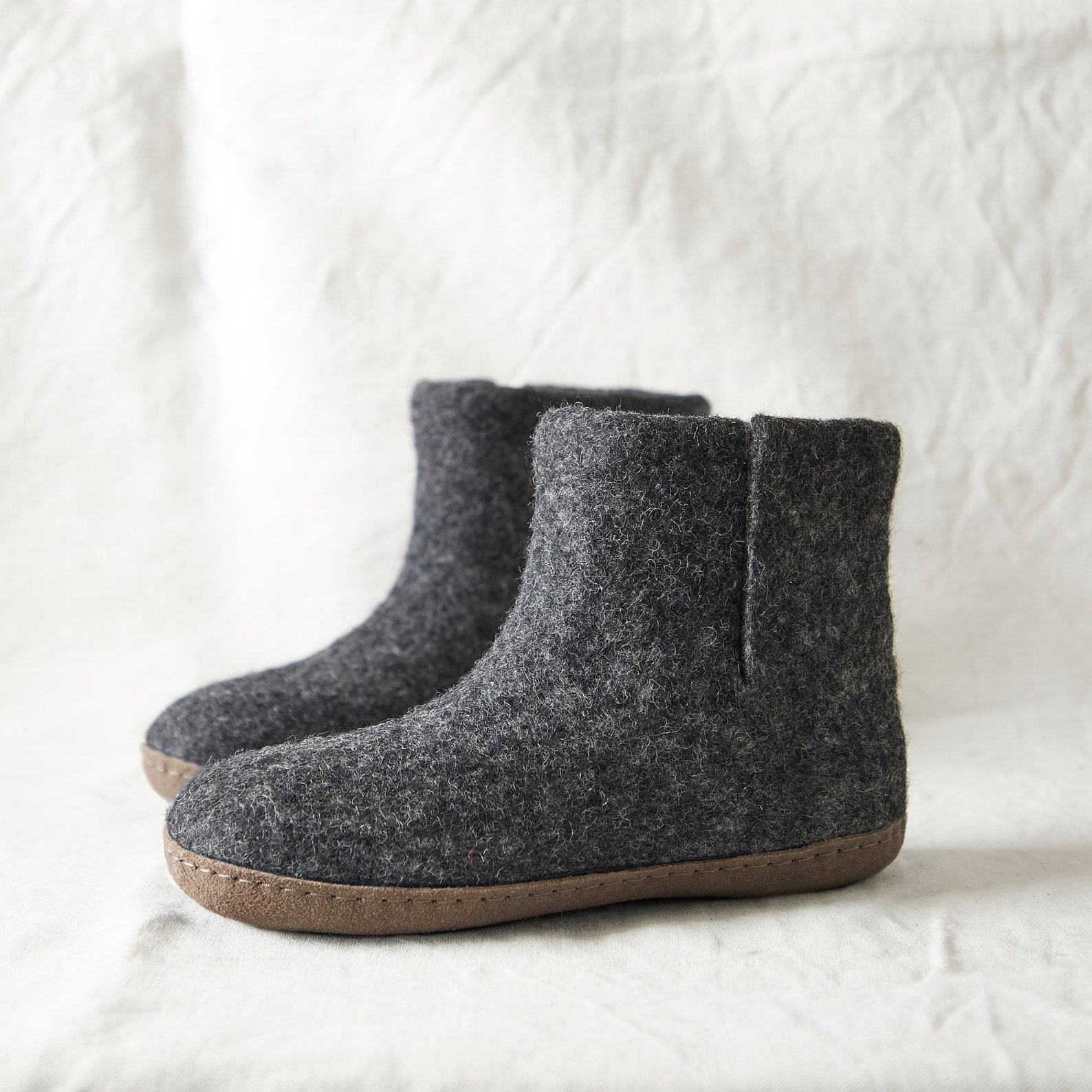 Cozy Comfort Fair Trade Eco Felt Slipper Boots with Suede Soles for All