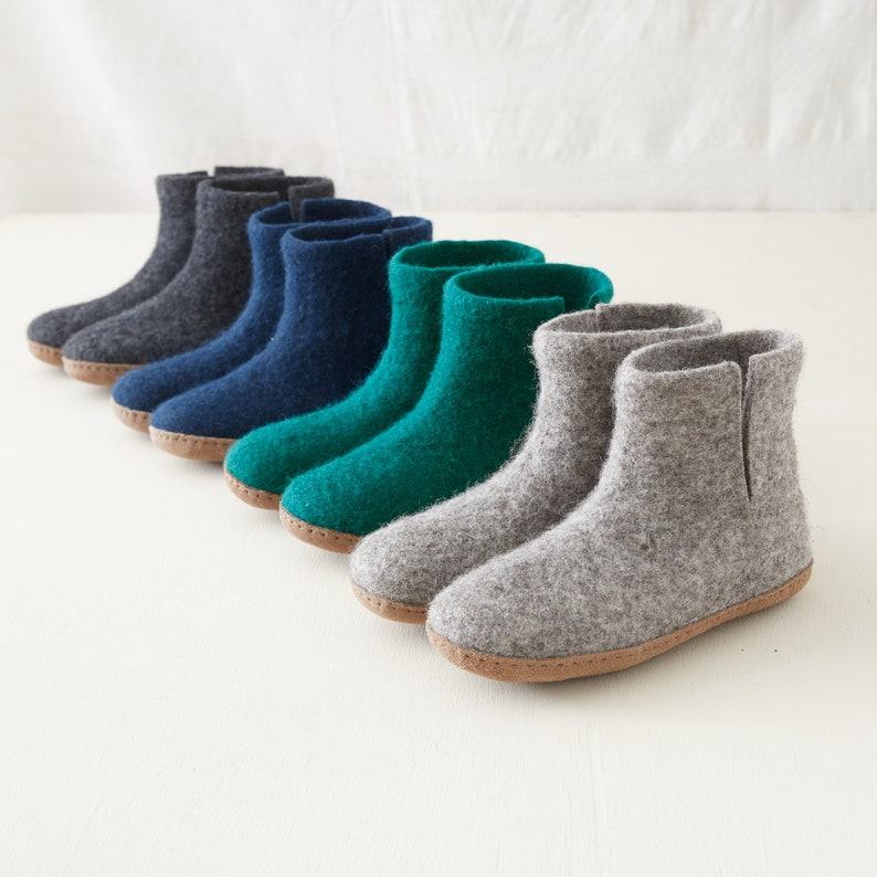 Cozy Comfort Fair Trade Eco Felt Slipper Boots with Suede Soles for All