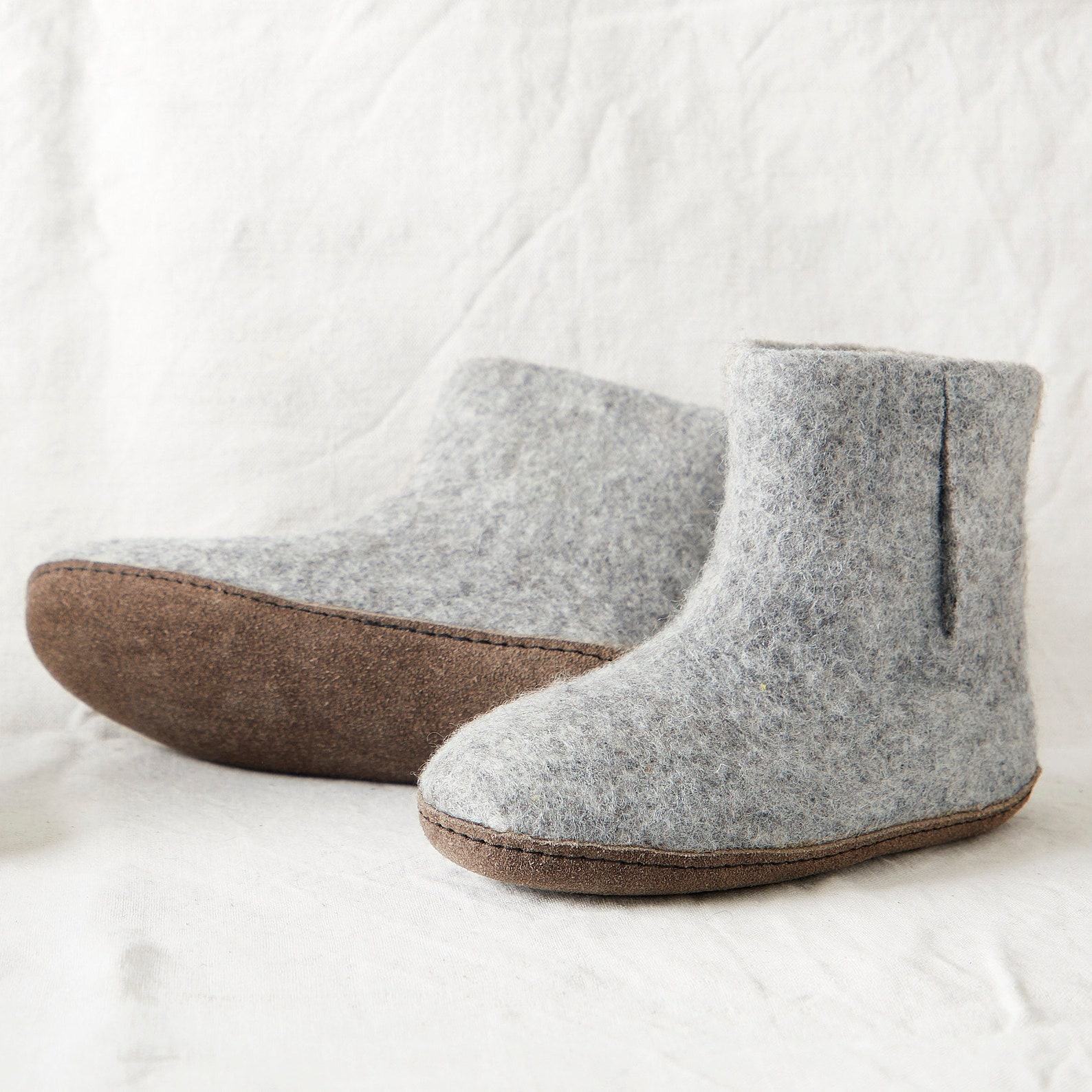 Cozy Comfort Fair Trade Eco Felt Slipper Boots with Suede Soles for All