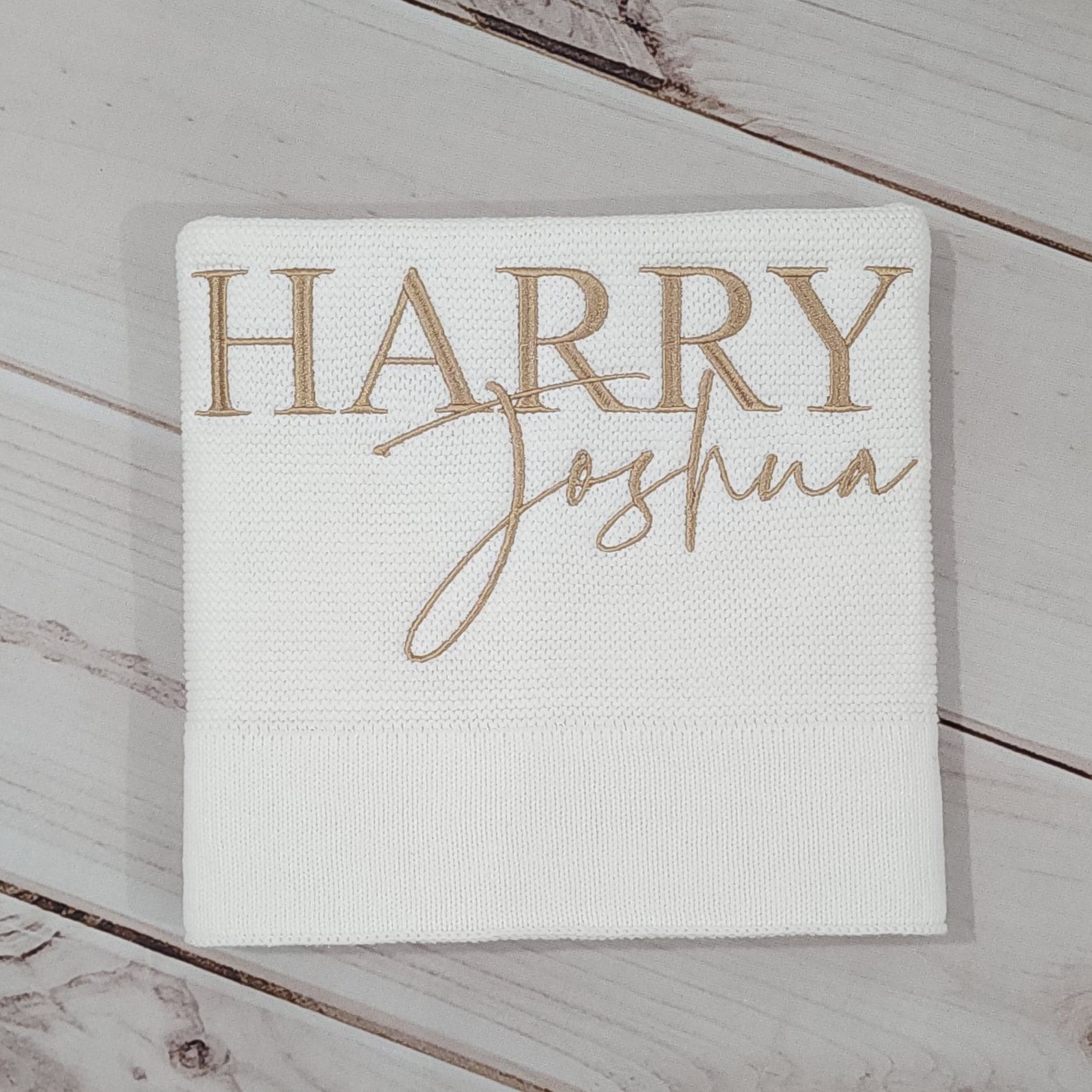 Cozy Comfort for Little Ones Off-White Knitted Baby Blanket with Embroidered Charm